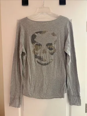 Zadig & Voltaire Tunisien Glitter Skull Henley Large thumbnail 3