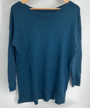 Old Navy Womens Blue Marl Boatneck Drop Shoulder Knit Sweater Large thumbnail 1