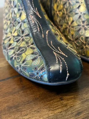 Pikolinos Floral Leather Ankle Booties Green Comfort Shoes EU 38 thumbnail 11