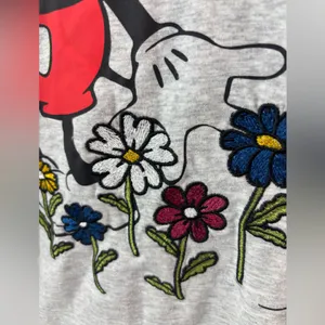 Disney Mickey Mouse XL Embroidered Tee Top in Heather Gray thumbnail 3