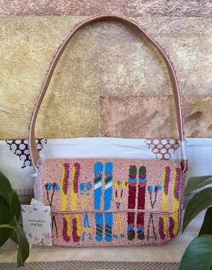 NEW Made In India Sundown Beaded Ski Print Multi-Color Handcrafted Shoulder Bag thumbnail 1