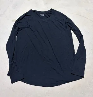 Aerie offline Black Long-Sleeve Ribbed Crewneck Shirt medium thumbnail 1