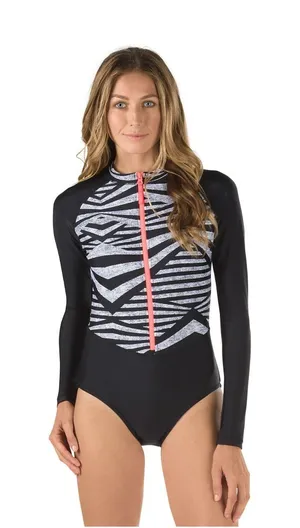 Speedo Womans Long Sleeve One Piece Power Flex Eco Swimsuit Size Small thumbnail 1