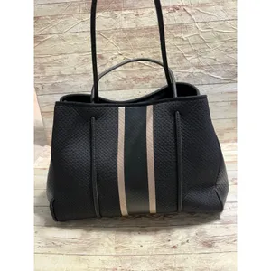Haute Shore Greyson Neoprene Tote Bag Stripe Black Shoulder thumbnail 2