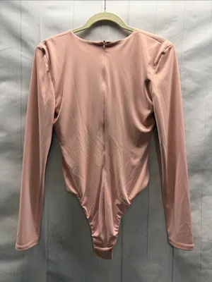 Zara Blush Pink V-Neck Long Sleeve Bodysuit Size Small thumbnail 4