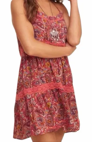 Hollister Paisley Boho Racerback Sundress Medium Lace Trim Mini thumbnail 1