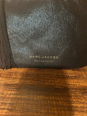 Marc Jacobs Decadence Black Metallic Clutch Wristlet Zip Tassel Gold Hardware thumbnail 2