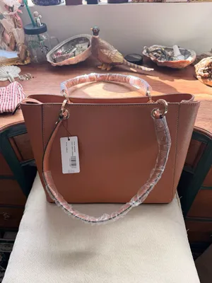 Guess Bag Noelle Medium Laptop Office Tote Bag Light Cognac Brown Work Bag thumbnail 7
