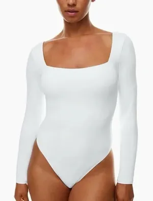 Aritzia Babaton White Sqaure Neck Bodysuit thumbnail 1