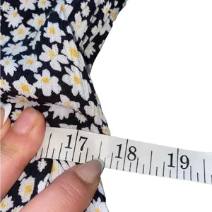 Billabong Daisy Floral Print Gauze peasant poof Sleeve 90s style Babydoll Dress thumbnail 14