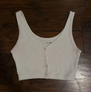 Brandy Melville Ribbed Button-Front Crop Tank Top - white thumbnail 1