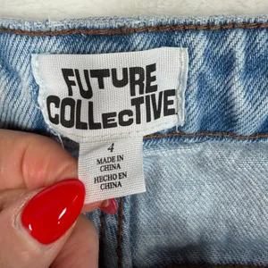 Future Collective 4 Jeans Wide Leg Slouchy High Rise Front Seam Light Wash Blue thumbnail 9