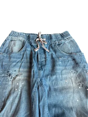 We The Free People Modern Love Jeans Paint Splatter Drawstring Size Medium Women thumbnail 2