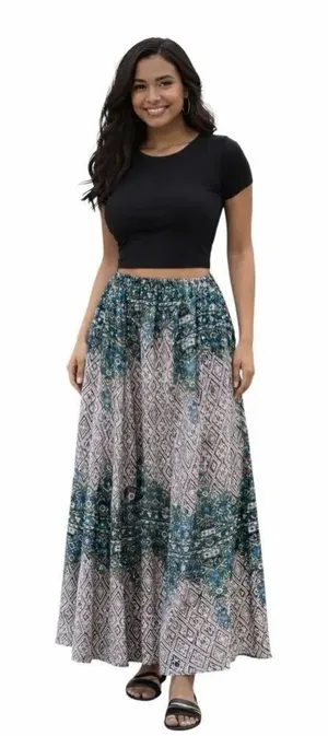 Olivaceous Bohemian Maxi Skirt ( NWOT) SZ M thumbnail 1