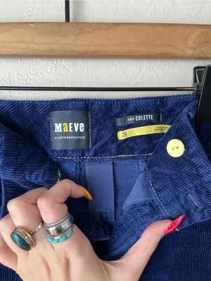 Maeve Anthropologie Wide Leg Corduroy Colette Crop Royal Blue Pants Size 26 thumbnail 5