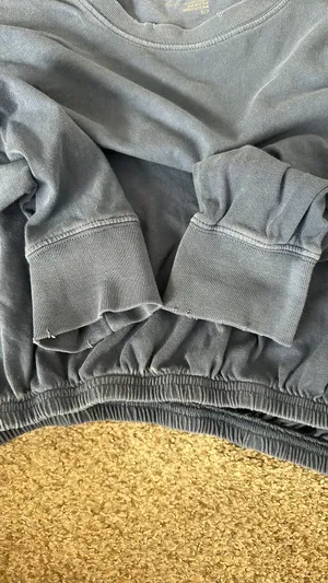 Aerie Distressed Long Sleeve Sinched Crop Top thumbnail 2