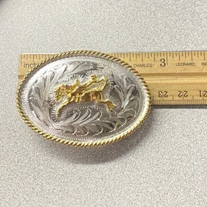 Custom‎ Equestrian Rodeo Cowboy Western Belt Buckle Stamped Bernal Alpaca Mexico thumbnail 5