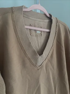 Aerie Vacay Every Day Women’s Oversized V-Neck Sweater in Light Brown Size Small thumbnail 4