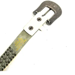 Artisan XL white leather belt studded rhinestone western rodeo festival McBling Cowgirl thumbnail 5