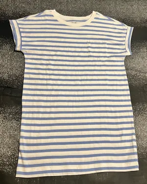 Womens medium petite GAP Blue/White Striped Pocket T-Shirt Dress-Casual Mini thumbnail 1