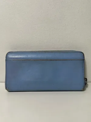 Coach Periwinkle Light Blue Leather Accordion Continental Zip Around Long Wallet thumbnail 3
