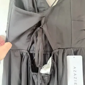 NWT Azazie Raya Black Stretch Satin Maxi Dress | 4 thumbnail 7
