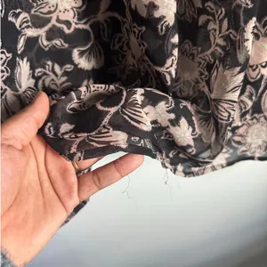 Sanctuary XL Floral Sheer‎ Blouse Black Pink Long Sleeve Boho Top Spring Flowy thumbnail 5
