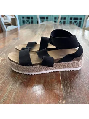 CUSHIONAIRE Mandy Black Elastic Espadrille Platform Sandals - Women’s Size 7 thumbnail 2
