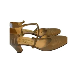Salvatore Ferragamo vintage strappy heels tan women's size 7.5 thumbnail 3