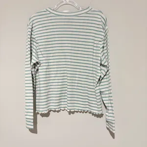 Loft Henley‎ striped pointelle pajama top green white size XL thumbnail 3