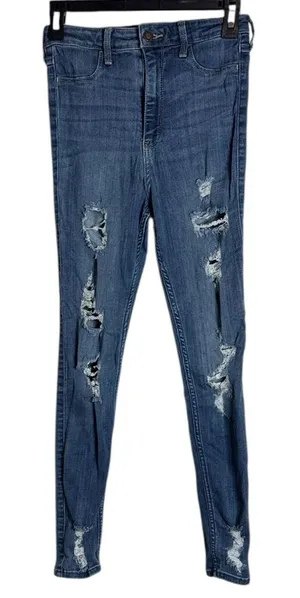 Hollister Ultra High-Rise Advanced Stretch Ripped Skinny Jeggings jeans size 28 thumbnail 1