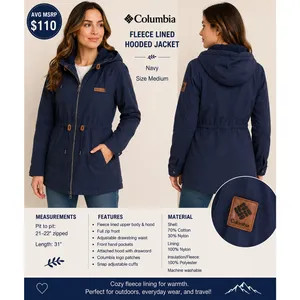 Columbia Women's M Navy Hooded Coat MSRP $110 thumbnail 3