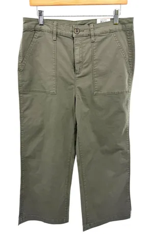 tyle & Co Womens Wide Leg Crop‎ Mid Rise Core Pants Olive Green Size 12 New thumbnail 1