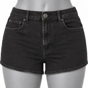 American Eagle Hi-Rise Shortie Black Denim Cutoff Shorts thumbnail 4