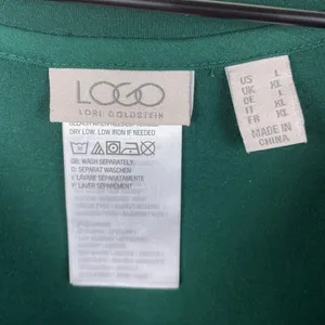 LOGO By Lori Goldstein Rayon Burnout Velvet Satin Hem Top Size Large Green Holiday thumbnail 4