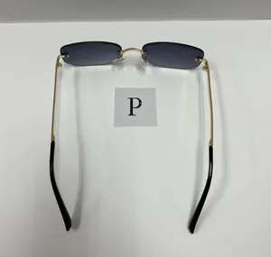 Rimless retro sunglasses / gray lenses sunglasses / small rectangle sunglasses thumbnail 4