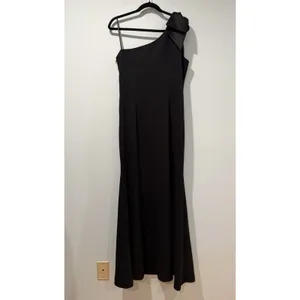 Eliza J Satin Bow One Shoulder Formal Gown Womens 12 Black Prom Minimal Wedding thumbnail 4