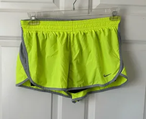 Women's Nike Dri-FIT Tempo Running Neon Yellow Lined Shorts Size L thumbnail 1