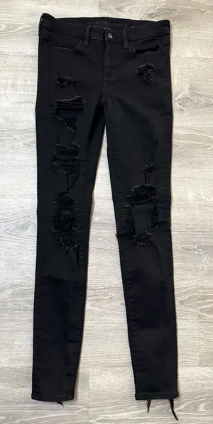 •American Eagle• Black Distressed Jegging Jeans thumbnail 1