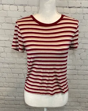 CAPE JUBY T-Shirt Striped Pink Berry & White-Medium thumbnail 1