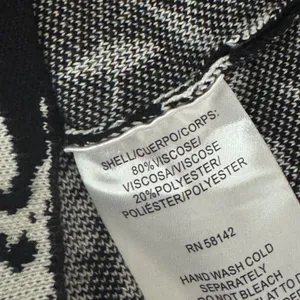 London Times Black White Floral Knit Sweater Dress Mock Neck Bell Sleeve Large thumbnail 8