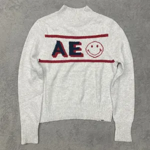 American Eagle Sweater Womens M White Smiley Graphic‎ Mock Neck AE New thumbnail 2