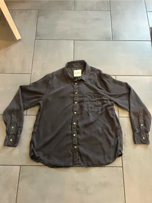 Lucky Brand Solid Boyfriend Button Down Shirt in Grey thumbnail 2