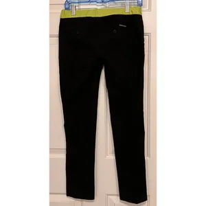 Michael Kors Cropped Pants Black with Lime‎ Green Waist Band Size 2 thumbnail 2