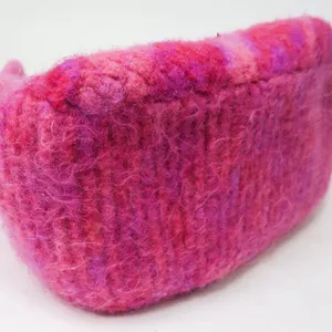 Vintage 90s Pink Wool Satchel Purse thumbnail 8