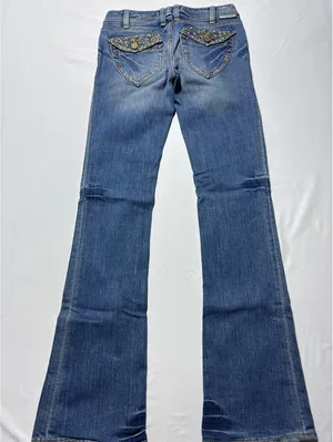 J & Company Flared Blue Jeans with Studded Pockets - Size 25 thumbnail 8