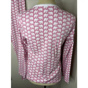 Roller Rabbit Hathi Pima Cotton Pink Elephant-Print Long-Sleeve Pajama Set XS thumbnail 8
