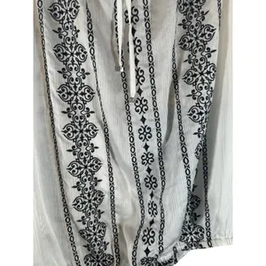 WHBM Embroidered Paisley Bohemian Style Long Sleeve Intricate Blouse Women Med thumbnail 5