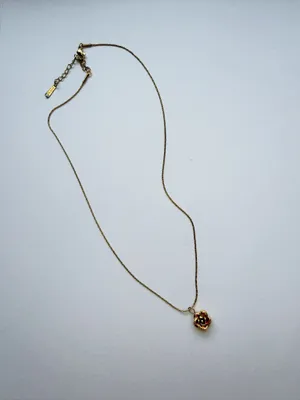 Gold dainty rose charm necklace thumbnail 3