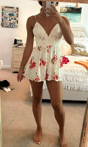 Floral Romper White Size M thumbnail 3